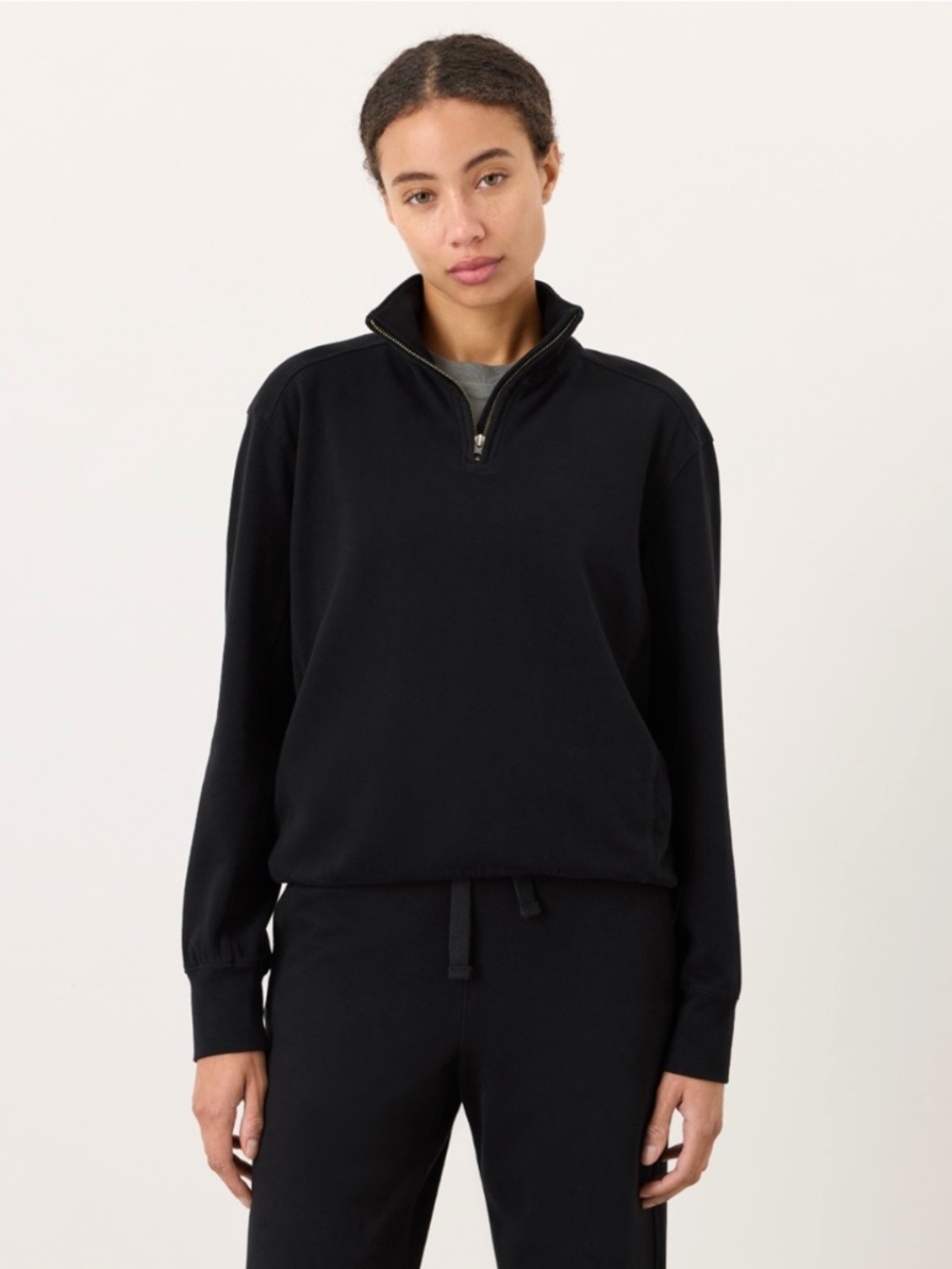 Pact Organic Cotton Cloudknit Small Black Quarter Zip